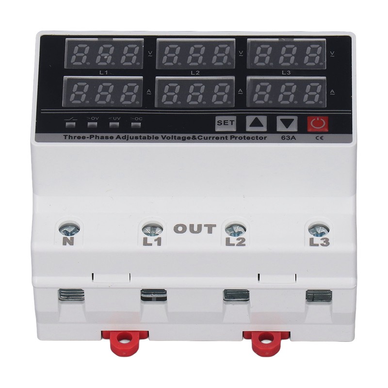 Under Over Voltage Protector 63A 3 Phase 4 Wire Adjustable