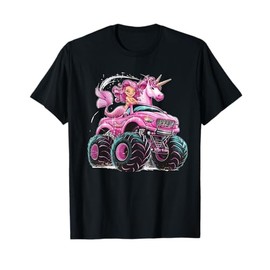 Mermaid Unicorn Monster Truck Birthday Girl Monster Truck T-Shirt
