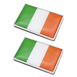 2 Pcs 3D Ireland Irish Flag Metal Car Stickers Chrome Decals,2.3 x 1.6 Inch Metal Truck Stickers,Patriotic Car Motorcycle Emblem.