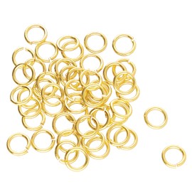 The Beadsmith Basic Elements Open Jump Rings – 8mm, Gold Plated, 0.92mm (19 Gauge) Wire Thickness, 50 Pieces – Findings for Making Keychains, Charms, Chain Mail and Body Jewelry