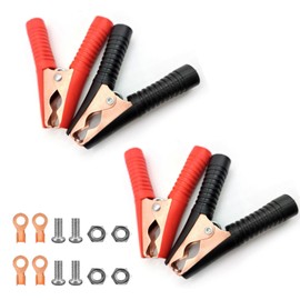 4Pcs 100A Insulated Alligator Clips Durable Heavy Duty Alligator Clip Clamps Crocodile Clip Clamps Black & Red Boot Metal Spring Loaded Truck Car Battery Electric Test Clips Clamp