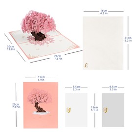 CNLITIHEKA Cherry Blossom Pop Up Card Mother's Day Card Happy Birthday Card Anniversary Card Thank You Card All Occasion Includes Envelope And Note.