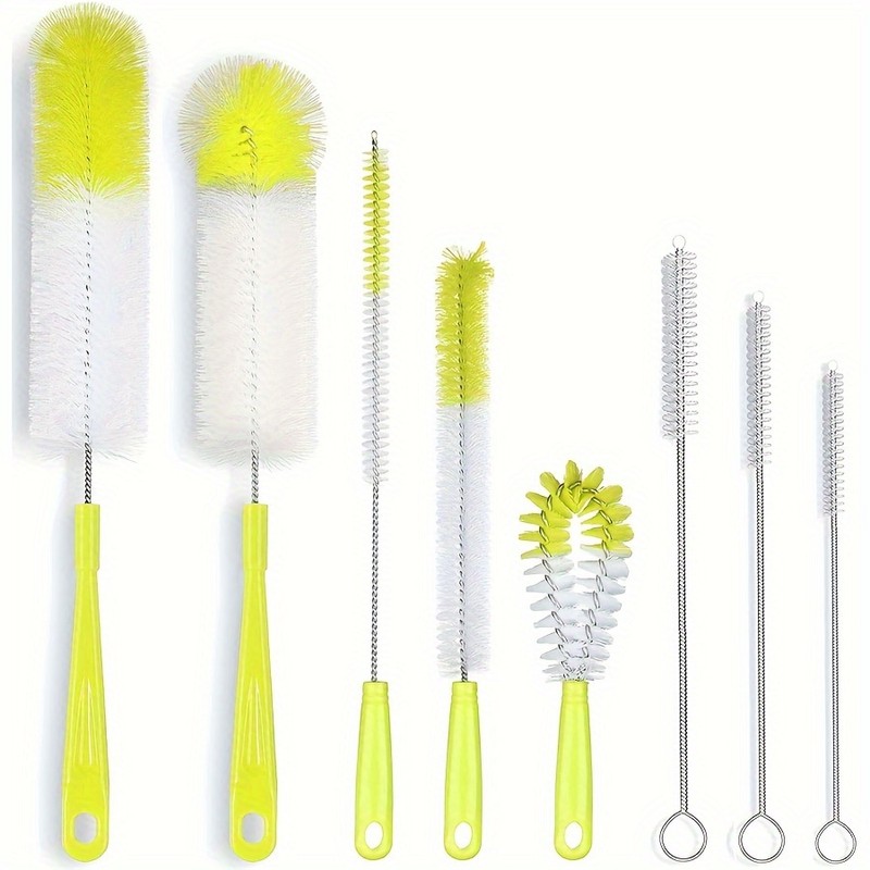8-Piece Bottle Cleaning Brush Set with Long Handles and Assorted