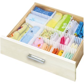 Simplify Interlocking Draw Organizers | 3 Piece | 24 x 3 Inch | Customizable Cut to Fit | Dresser | Cosmetics | Office Supplies | White