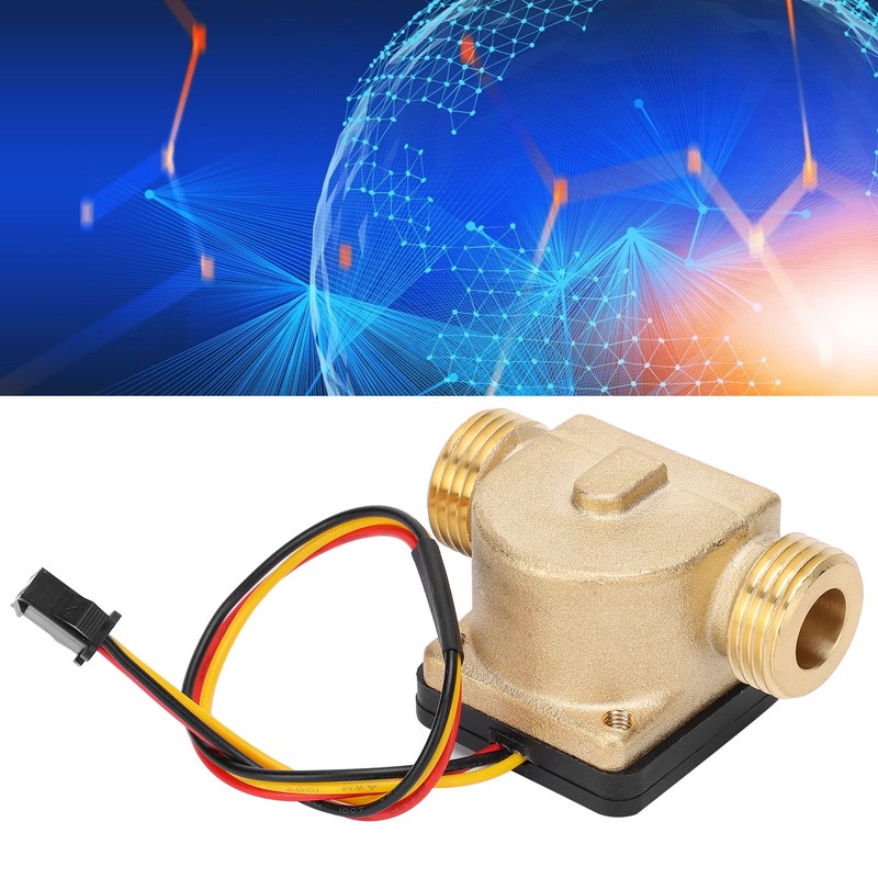 G1/2in Male Water Flow Sensor Counter Brass Hall Flowmeter DC