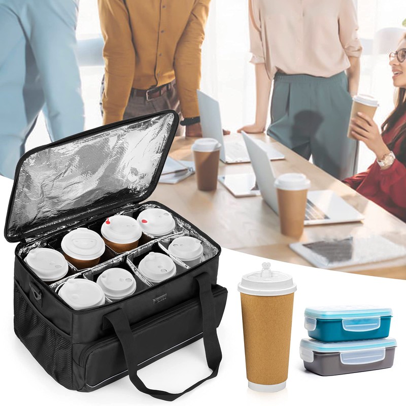 Trunab Reusable 8 Cups Drink Carrier for Delivery with Adjustable
