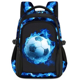 ZHIMEBYE Kids Backpack for Boys - Soccer Boys Backpacks for Kids Teens Elementary Middle School, 17″ Large Capacity Students Bookbag, Perfect for Travel and School