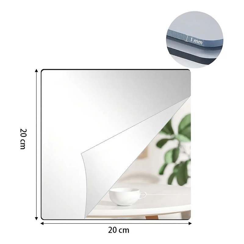 AmasSmile 16 Espejos Acrylico Autoadhesivos Decorativos 20cm Pared Cuadrados