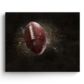 Football Canvas Wall Art, Dynamic Sports Pictures Print, Vintage Framed Art Wall Artwork, Super Bowl Themed Oil Painting for Sports Fans Living Room and Game Rooms Decor 8x10inch