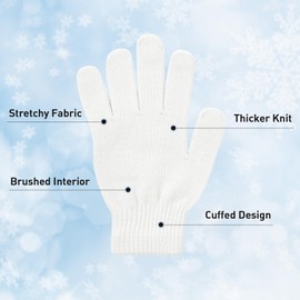 Komorebi Winter Gloves for Women Men Full Finger Magic Gloves Unisex Stretchy Knitted Gloves Elastic Warm Mittens White One Size
