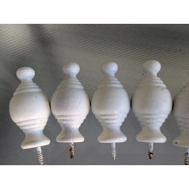 Unbranded Lot Of 10 Vintage Painted Wood White Finials Furniture Topper Lot Screw-in
