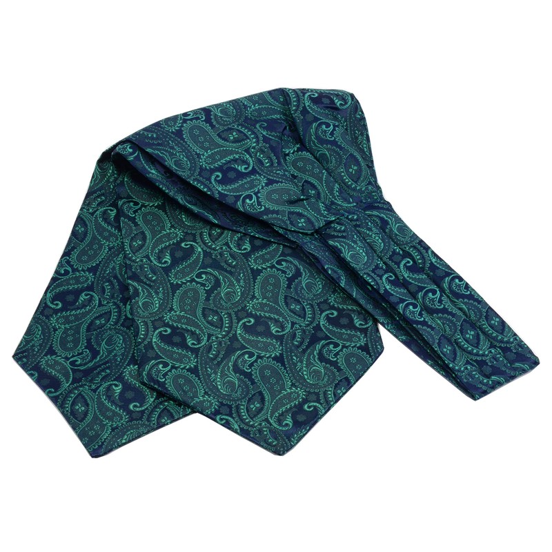 Gusleson Men's Green Cravat Self Tie Paisley Jacquard Woven Floral