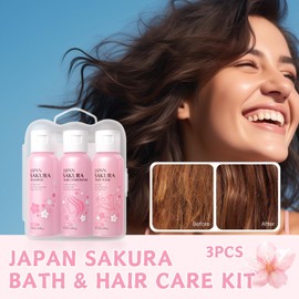 Sakura Shower Gift Sets for Women, Bath & Hair Care Set, Travel Size Shampoo and Conditioner, Bath Sets for Women Gifts, Women Gift Sets with Hair Shampoo and Conditioner Sets and Body Wash - 3 In 1