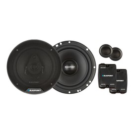 BLAUPUNKT BPS-E650C 6.5" 120W Component Car Speakers with Silk Dome Tweeters, High-Pass/Low-Pass Crossover, and Sleek Design
