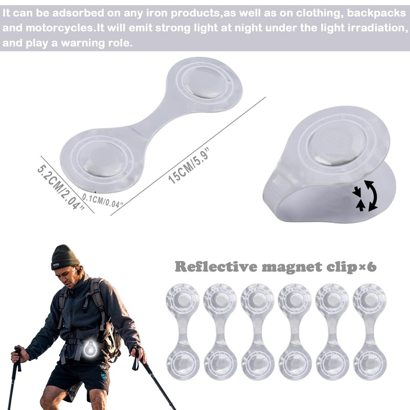 Surplex Pack of 6 Magnetic Reflectors, Reflector Clips, Children's Reflectors,