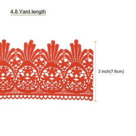 MECCANIXITY Cotton Lace Trim Vintage Crochet 3inch x 4.8yard Red Stretch Lace Edge Ribbon for DIY Scrapbooking Clothes Curtain Tablecloth Slipcover Fabric Wedding Decoration Gift Wrap