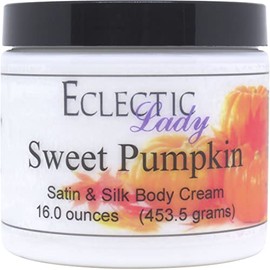 Eclectic Lady Sweet Pumpkin Satin and Silk Cream, Body Cream, Body Lotion, 16 oz - Shea Butter, Aloe, Silk Amino Acids, Vitamin E, Phthalate-Free, Handcrafted in USA - Perfect For Women