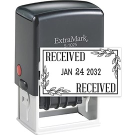 ExtraMark S-1025 Professional Self Inking Office Date Stamp with "Received" Phrase – Style Q - Black Color Ink