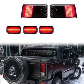 GTINTHEBOX 5pcs Smoked Lens Rear Cab Roof Red LED light Kit Compatible with 2003-2009 Hummer H2, 2005-2009 Hummer H2 SUT Top Clearance Marker Rear Cab Roof lamp Shell