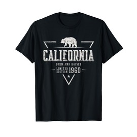 California Born 1960 Vintage 65th Birthday 65 Year Old Gift T-Shirt