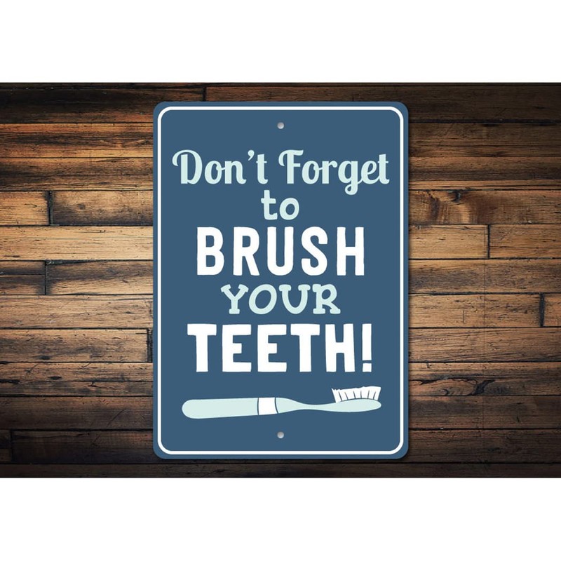 Teeth Brushing Sign, Brush Your Teeth Sign, Toothbrush Aluminum Decor
