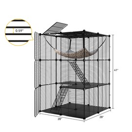 DWVO 3-Tier Cat Cage Indoor Enclosure​ - ​Spacious DIY Pet Playpen​ with ​Metal Wire Kennel, ​Extra Large Hammock​ & ​Sturdy Platforms for ​1-2 Felines ​Ferrets Chinchillas ​Rabbits​ ​Small Pets​