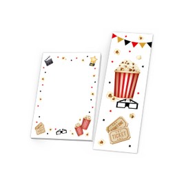 6 Bookmarks + 6 Mini Notepads + 6 Gift Bags (Petrol) + 6 Stickers Cinema Cinema Party Bag Guest Gift for Children's Birthday Boys Girls