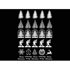 Captive Decals Christmas Tree 30 pcs White Fused Glass Decals