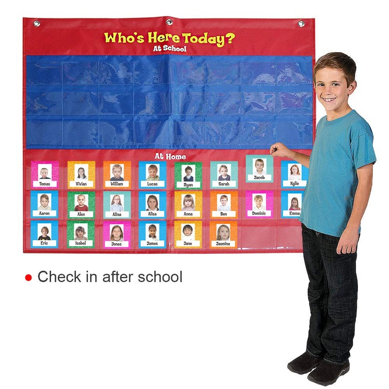 amzoya Attendance Pocket Chart with 72 Student Cards-Classroom Behavior Tracker