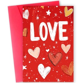 Anniversary Card with Red Love Hearts - Premium Thick Strong Wedding Birthday Cards For Wife Husband Couples Him or Her (Generic)