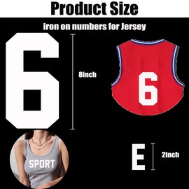 QIUKUI 8 Inch Vinyl Iron on Numbers and 2 inch Iron on Letters Heat Transfer Numbers for Jerseys Clothing T-Shirt Bag (White Color)……