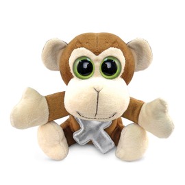 DolliBu Big Eye Monkey Stuffed Animal with Silver Cross Plush - Monkey Plush Baptism Gifts for Boys and Girls, Cute Dedication Christening Gifts Plush Prayer Toy Healing Teddy Bear - 6 Inch