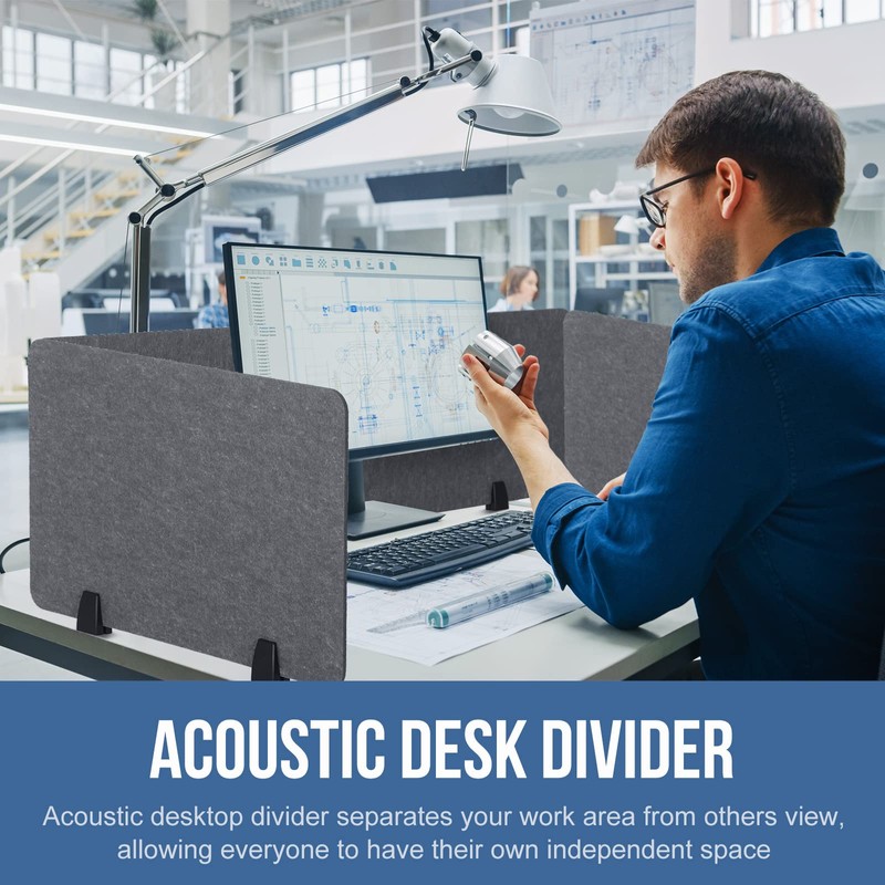 Yaomiao 3 Pcs Acoustic Desk Divider Soundproof Desk Privacy Panel