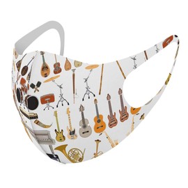 Design Mask, Set of 2, Polyester, Washable, Cloth Mask, Unisex, 014912 Musical Instruments, Music, Guitar