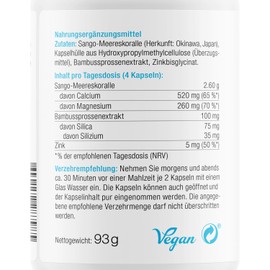 effective nature - Sango sea coral + zinc and silicon - 120 vegan capsules - with calcium and magnesium in the ideal ratio - high dose and without additives