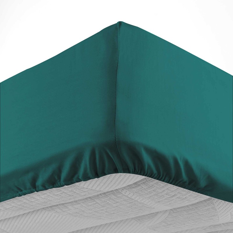 douceur d'intérieur, Fitted Sheet (160 x 200 cm) Lina Emerald,