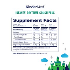 KinderMed KinderMed Infants' Cough Day & Night Value Pack - Organic Agave Syrup and English Ivy Leaf Extract - No Dyes, No Artificial Flavors or Sweeteners - for Ages 2 Months+ - Natural Cherry Flavor, 2 Fl Oz