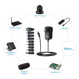 POWSEED 36W 3-12 Volt 3 Amp Universal AC Adapter with 9 Tips incl USB C 3V 4.5V 5V 6V 7.5V 9V 12V 3A 2A 1A Multi Voltage DC Power Supply Charger for Routers LED Strip Lights Security Camera