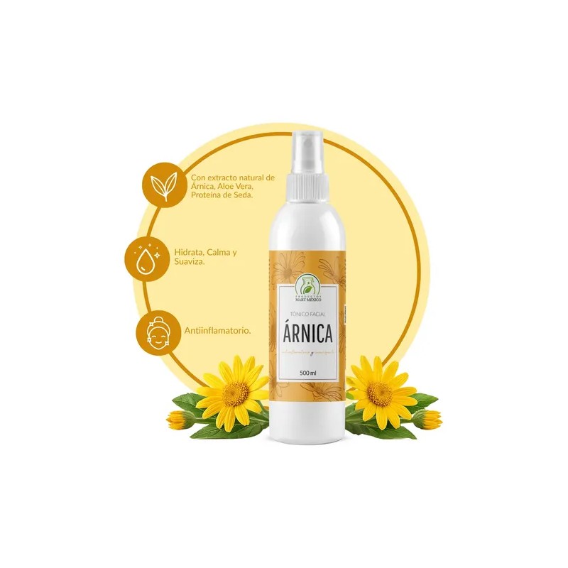 Tónico Facial Árnica 500ml Productos Mart Mexico Día Noche Piel