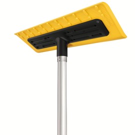 Never-Scratch SnowBuster,21-Foot Snow Roof Rake,EVA Soft Foam Pad Snow Removal Tool,Heavy-Duty Aluminum Handle,S-Shaped Push/Pull Design for House Roof,Solar Panels,Car Snow, and Leaves,Yellow