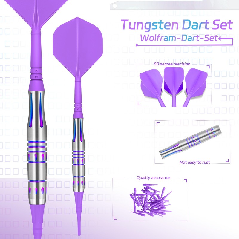 Cyeelife Tungsten Steel Darts Soft Darts-Purple
