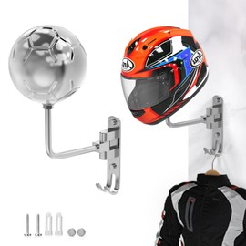 Helmet Hanger Wall Mount 180° Swivel Helmet Holder for Motorcycle Bike Racing Outerwear Sports Gear (Chrome*1)