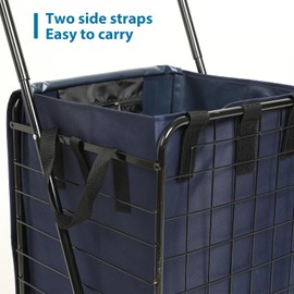 Kiffler Handy Laundry Shopping Cart Liner（Without Cart）, 14.7" X 13.2" X 20" Square Bottom, Fits Standard Grocery Cart, Cover Adjustable Straps, Waterproof Oxford Cloth (Blue)