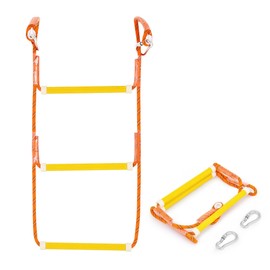 CO-Z Boat Rope Ladder, Boat Ladder 440Lbs Strength, Reinforced Polyester Line, Pontoon Boat Ladder for Inflatable Boat, Kayak, Motorboat, Canoeing (3 Step)