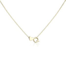Mikovivi Women's Gold Heart-Shaped Letter Necklace, Gold-Plated Heart-Shaped Letter Necklace Gold Heart Initial Necklace Birthday Gift Valentine's Day Present for Women Girls (Q)