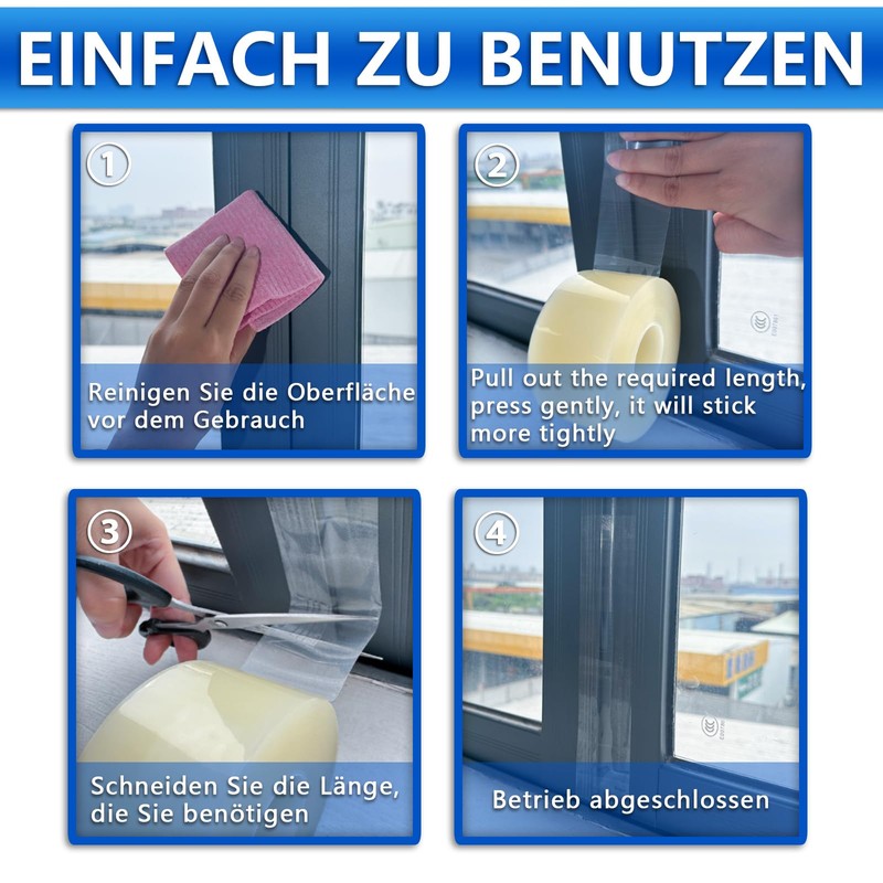 Birllaid Transparent Sealing Tape, 3" x 30m, Windproof, Waterproof, No