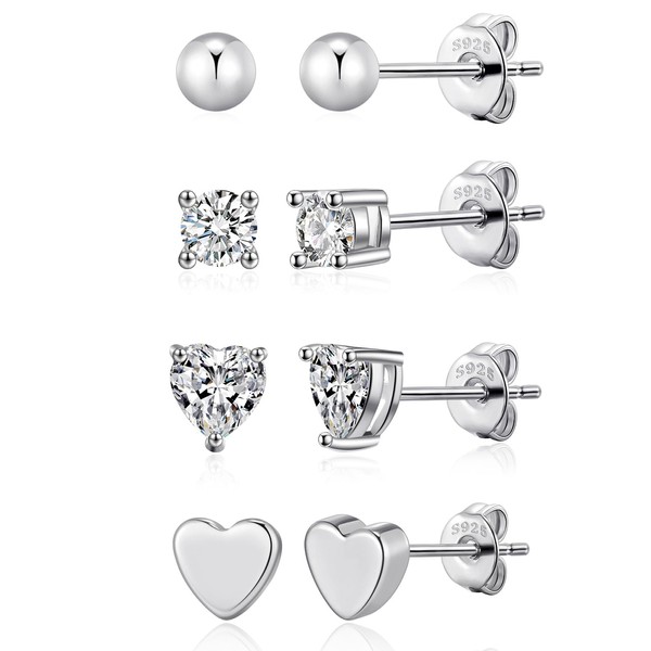 VEEDOFA Silver Stud Earrings for Women, Hypoallergenic 925 Sterling Sliver