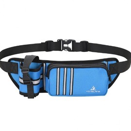 Men's Running Belt with Water Bottle Holder and Storage Pockets for Marathon & Hiking Jogging Blue