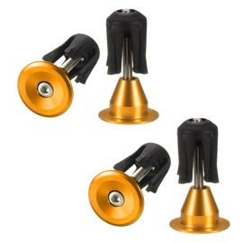 sourcing map 2 Pair Bike Handlebar End Plugs Aluminum Alloy Bar End Caps Expanding Locking Handlebar End Plugs for Most Bike MTB Road BMX Fixed Gear Bike, Gold