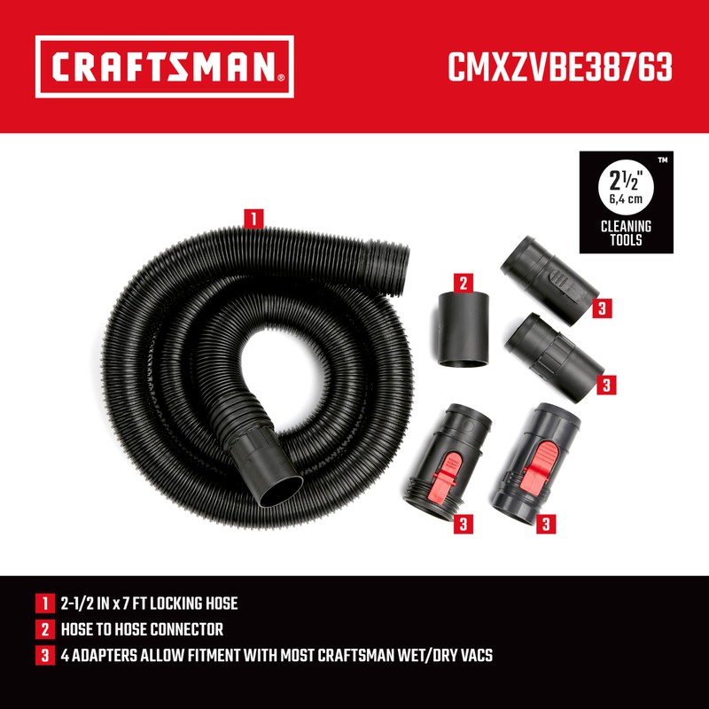 CRAFTSMAN CMXZVBE38763 2-1/2 in. x 7 ft. POS-I-LOCK Wet Dry